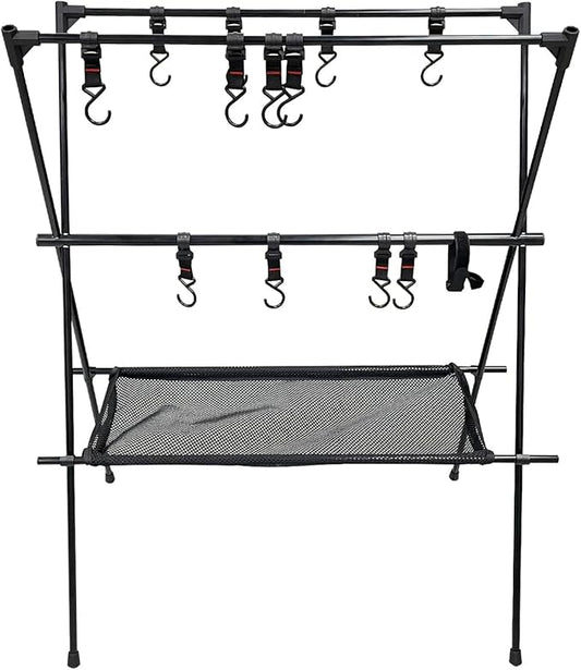 Sutekus Cookware Hanging Rack Collapsible Multifunction Camping Stand Outdoor Tools Hanging Organizer with Hooks (Large(40"X38"))
