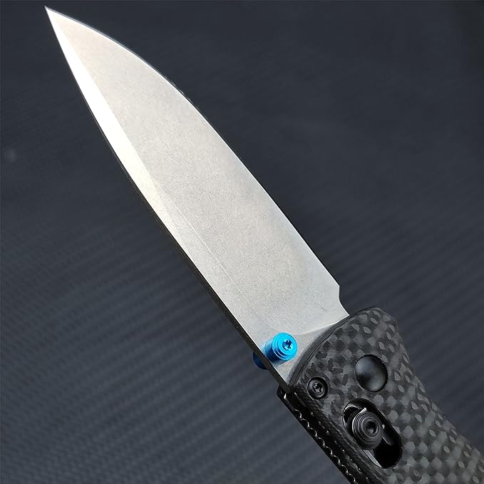 Axis Lock Knife, EDC Folding Pocket Knives For Men,Satin Plain Edge 440C Blade Everyday Carry Thumb Studs Manual Open, Carbon Fiber Handle With Deep Carry Pocket Clip