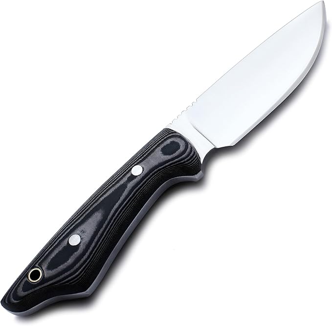 GCS Custom Handmade Black Micarta Handle D2 Tool Steel Skinner Bushcraft Knife Knives Bowie Buffalo Hide Sheath 138