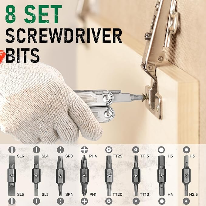 BIBURY Multitool Pliers Pro BI2045, Foldable Multitools with Replaceable Wire Cutters and Saw, Stainless Steel Multi Tool w/Upgraded Scissors and Screwdriver Set, Ideal for Camping, Fishing, Survival