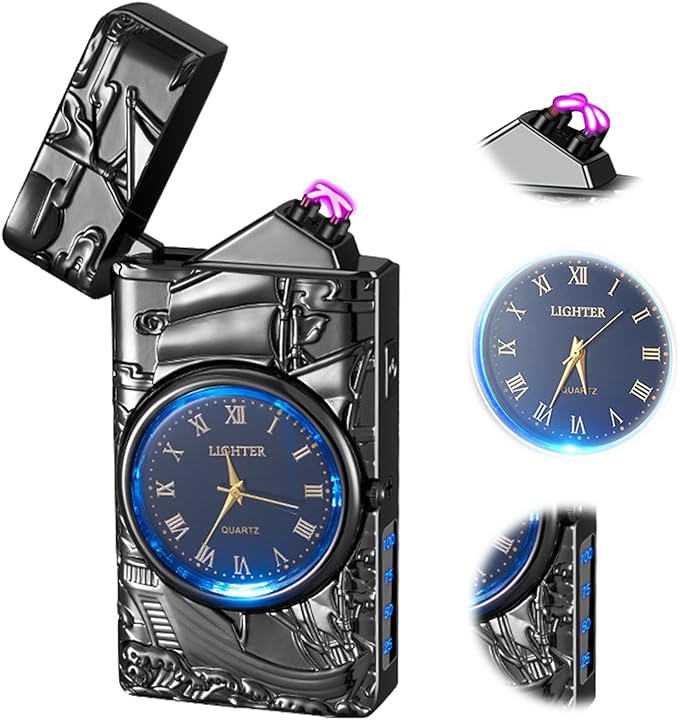 Electric Lighter USB Rechargeable with led Display Cool Lighter with Clock dial 【Blind Box】