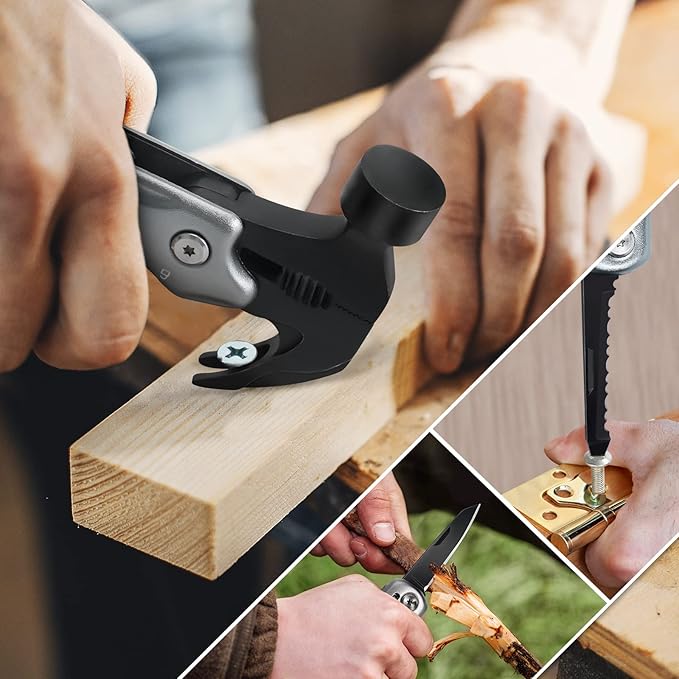 Camping Accessories Multitool Gifts for Men - 12 in 1 Christmas Stocking Stuffers Hammer Multi Tool Birthday Gift for Dad Boyfriend Women Husband Cool Stuff Gadgets Pocket Tools for Fishing Hunting
