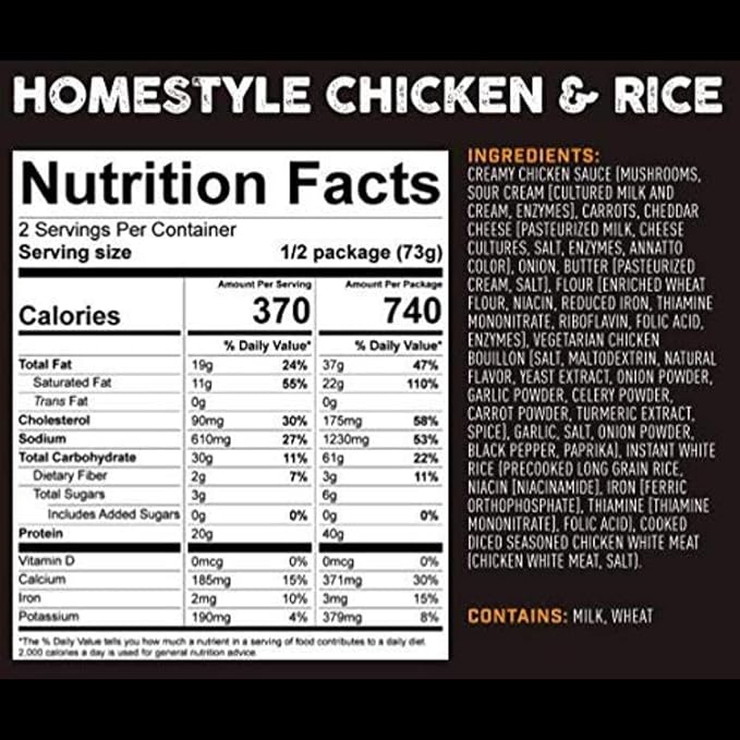 Peak Refuel Homestyle Chicken & Rice | Premium Freeze Dried Camping Food | Backpacking & Hiking MRE Meals | Just Add Water | 100% Real Meat | 40g of Protein | 2 Serving Pouch