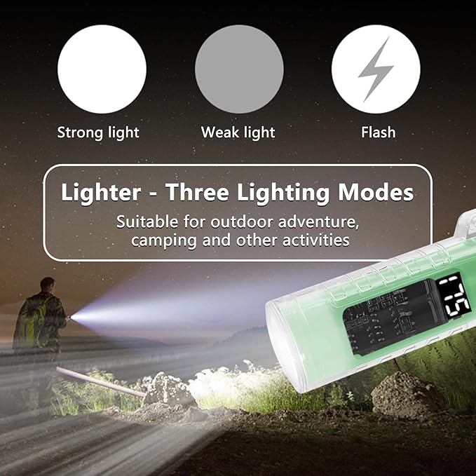 YOZWOO Electric Lighter USB Rechargeable Lighter Double Arc Plasma Lighter No Butane Lighter Compass Cool Lighter with Luminous LED Light for Adventure, Hiking, Survival Tactical Gear (Luminous)