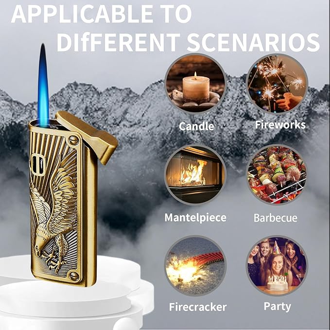 Cool Jet Eagle Torch Lighter Fun Refillable Butane Lighter Adjustable Windproof Unique Gifts for Men/Women,Fireplace Candle Camping BBQ (Without Butane Gas) (10)