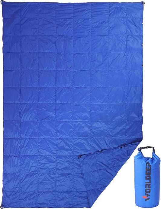 Down Camping Blanket,Outdoor Travel Blanket,Puffy Waterproof Blanket Windproof Resistant,Warm, Water Resistant, Lightweight for Camping,Traveling, Stadium, Hiking, Picnics