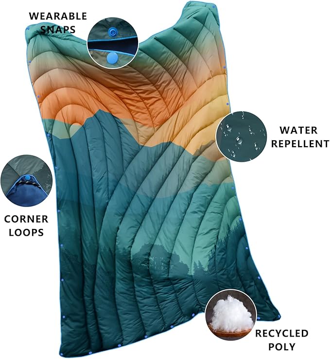Camping Blanket,Lightweight Down Alternative Puffy Printed Camping Blanket Packable Outdoor Blanket for Camping,Traveling, Stadium, Hiking, Picnics
