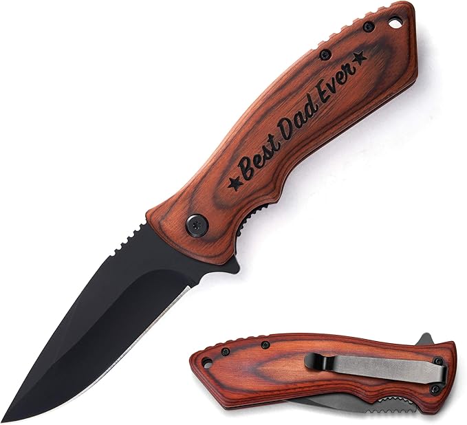 Personalized Engraved Pocket Folding Knife for Dad from Daughter Son - for Birthday Fathers Day Christmas Thanksgiving - Men Unique Camping Fishing Hunting Knives for Him