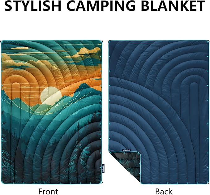 Camping Blanket,Lightweight Down Alternative Puffy Printed Camping Blanket Packable Outdoor Blanket for Camping,Traveling, Stadium, Hiking, Picnics