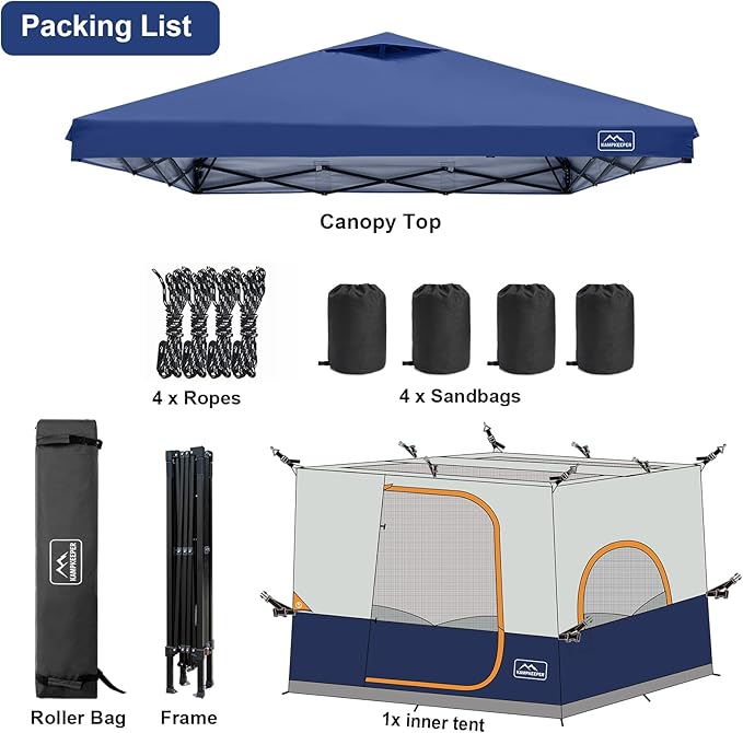 KAMPKEEPER 6 Person Camping Tent, 10x10 Pop Up Canopy Tent with Camping Inner Tent, Converts 10'x10' Straight Leg Canopy into Camping Tent–Fully Vented Roof(Canopy & Frame Included)