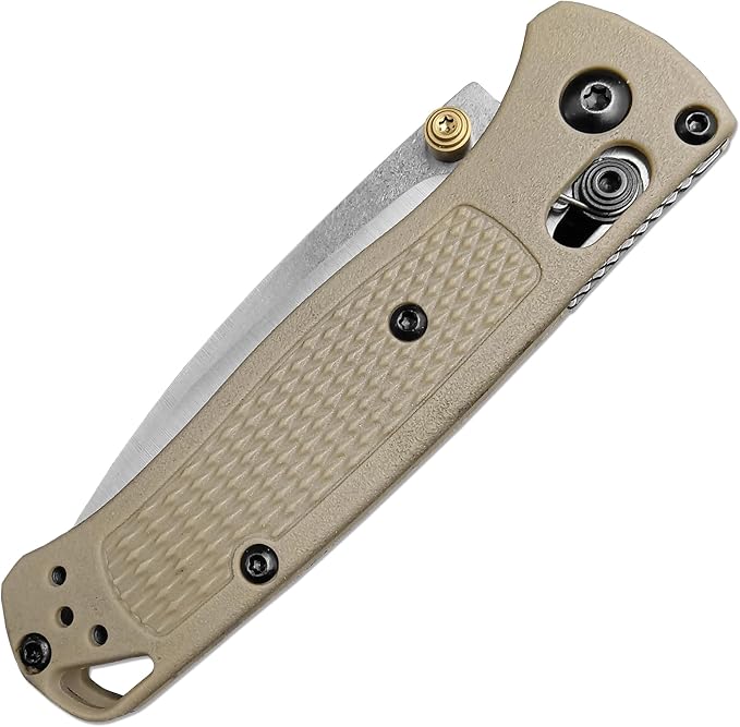 HUAAO Mini Bugout Folding Pocket Knife, Plain Edge, Thumb Stud Manual Open, Glass Reinforced Nylon Grivory Handle with Belt Clip for Camping(440C blade)