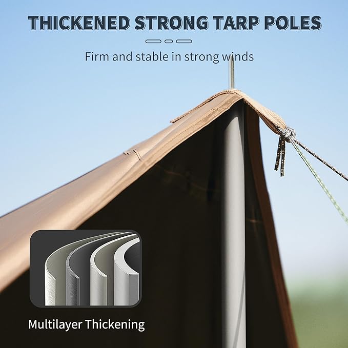 Naturehike Cloud Skies Camping Tent Tarp with Poles, Waterproof PU 18000mm+ Rain Shelter, Anti-UV UPF2000+ Camping Sun Shelter Camping Canopy, Camping Tent Canopy for Outdoor Party, Picnic