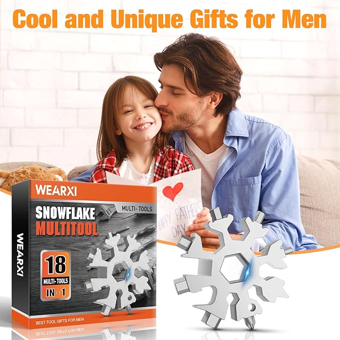 Gifts for Men, Stocking Stuffers for Men, 18 in 1 Snowflake Multitool, Christmas Gifts for Men, Gfits for Dad, Dad Gifts for Men Who Want Nothing, Cool Gadgets for Mens Gifts, Camping Essentials