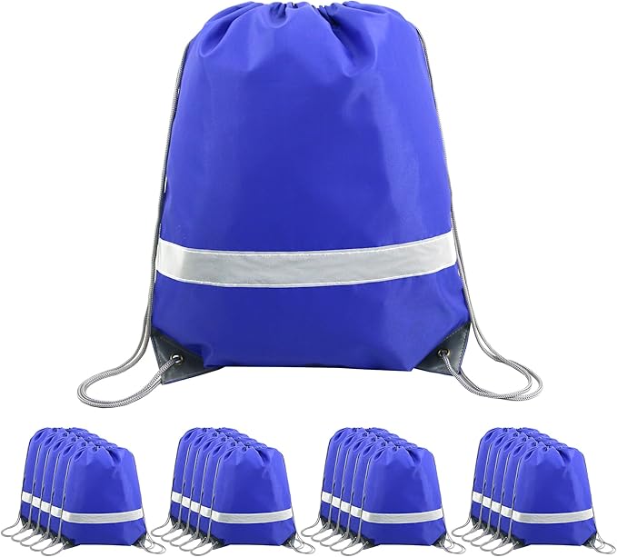 BeeGreen Drawstring Backpack Bags 20,30,50 Packs Reflective String Bags for Gym Sport Trip Cinch Sack DIY for Women Men