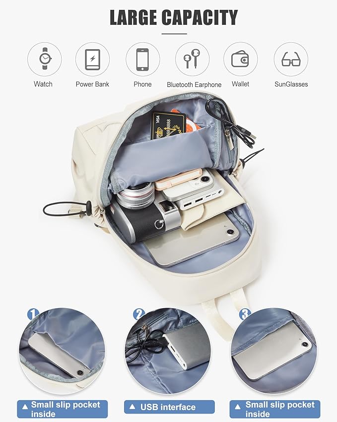 SEAFEW Tactical Backpacks Small Sling Bag Crossbody Backpack Shoulder Bag for Men Women, Multipurpose Anti-Theft Cross Body Chest Bags, One Strap Backpack for Walking Biking Travel Cycling Off White