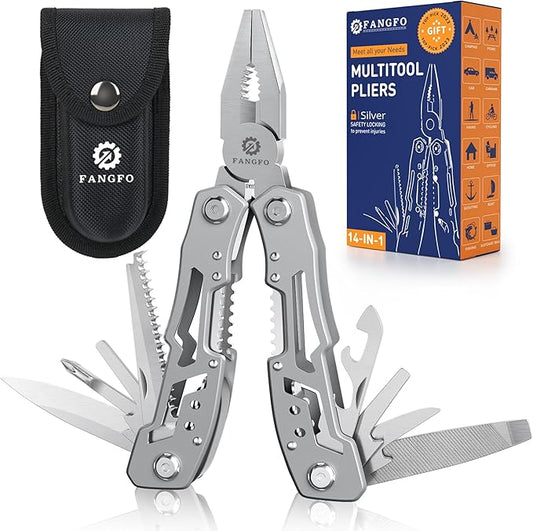 14-In-1 Multitool Pliers,Premium Portable Multi Tool ,with Safety Locking Professional Stainless Steel Multitool Pliers Pocket Knife,Apply to Survival, Camping, Gifts for Dad Husband Boyfriend