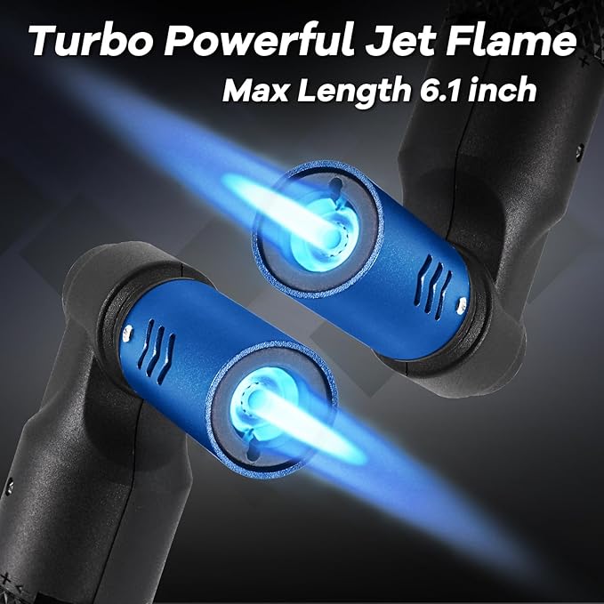 Luxgaze 2 Pack Butane Torch Lighters Refillable Jet Flame Portable Butane Torch Mini Refillable Windproof Lighters for Camping Baking Culinary Soldering Cooking Welding BBQ Grill(Gas not Included)