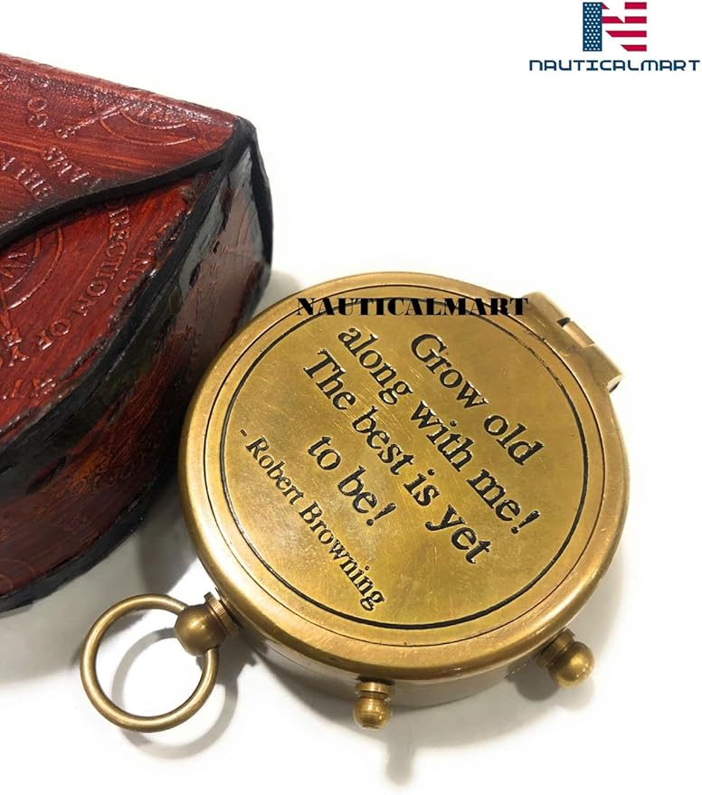 Brass Pocket Compass Grow Old Along with Me Engraving Compass, Valentine Gift, Birthday, Long Distance, Love, Sorry, Keepsakes, Old Memories, Love Momentos