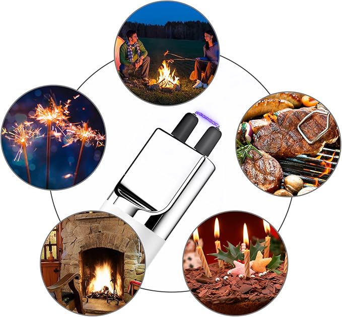 REIDEA USB Candle Lighter, Windproof Flameless Electronic Lighter with Safety Protector Button, Rechargeable Lighter for Home Candle Outdoor Activities (White)