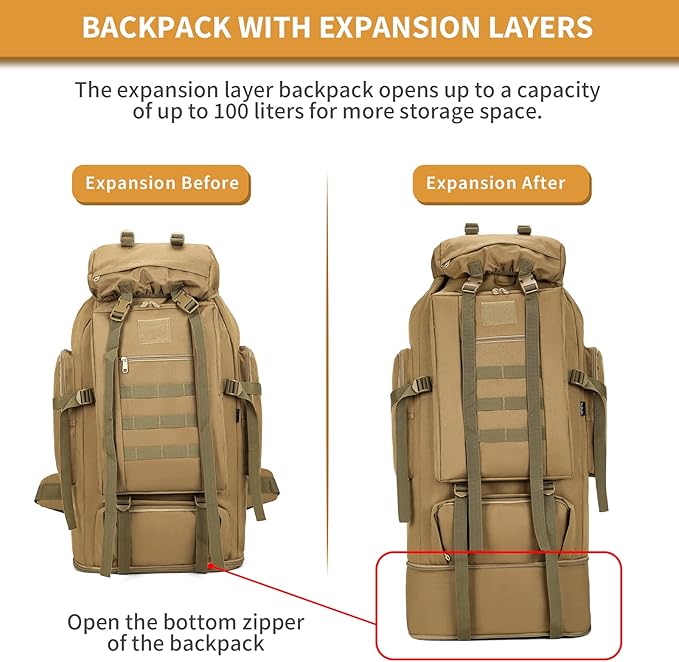Hiking Daypack for Men Large Army Rucksack molle bag Military Tactical Backpack for Outdoor Traveling Camping
