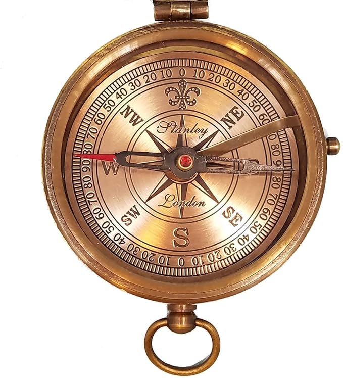 Stanley London Engraved Compass Personalized | Brass Pocket Compass Gifts for Men, Him, Son, Husband, Grandson, Boys | Engravable Antique Gift Compasses for Graduation, Baptism, Confirmation