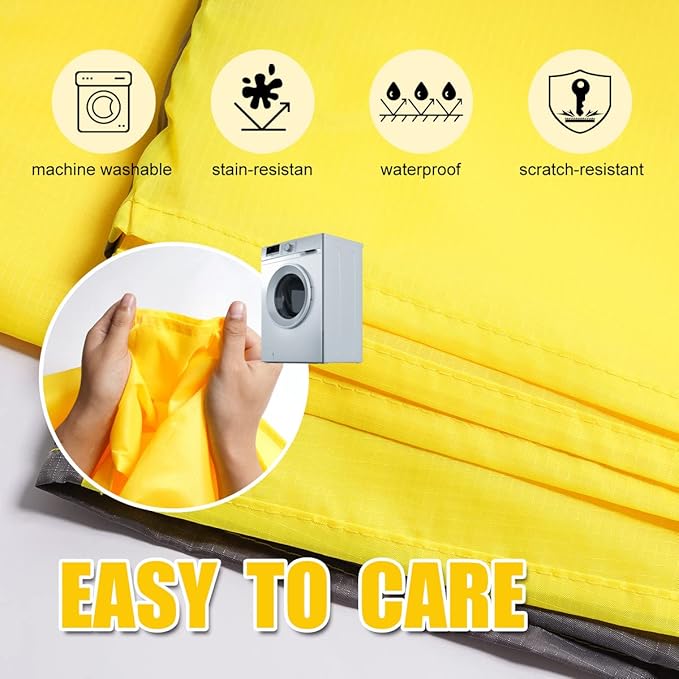 Yonge & Finch Large Beach Blanket Sandproof Heat-Resistent Beach Mat Machine Washable Camp Blanket Packable Pocket Blanket Waterproof Outdoor Blanket Fit 4-7 Persons 83 * 79inch Yellow