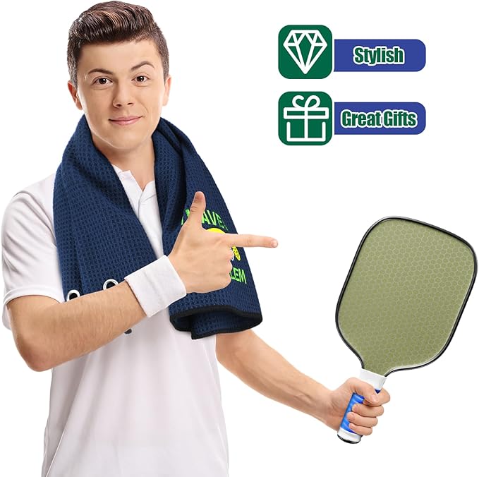 Hosuly 4 Pieces Funny Dinkball Towels Microfiber Cotton Athletic Towels with Clip Embroidered Towel Gift for Men Women Dinkball Lovers(Men,Stylish)