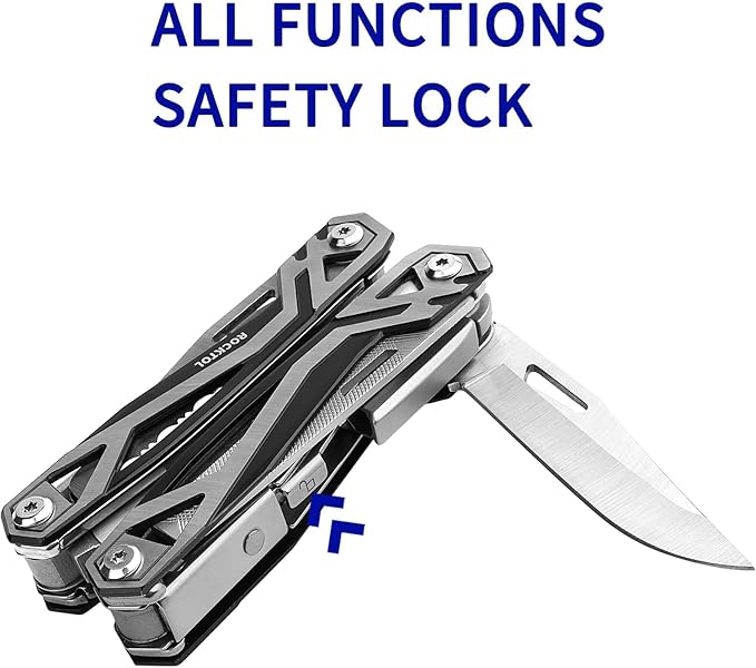 Multitool Pliers, 21-in-1 Stainless Steel Multi tool with Screwdriver, Bottle Opener, Nylon Sheath, Safety Locking Tool set