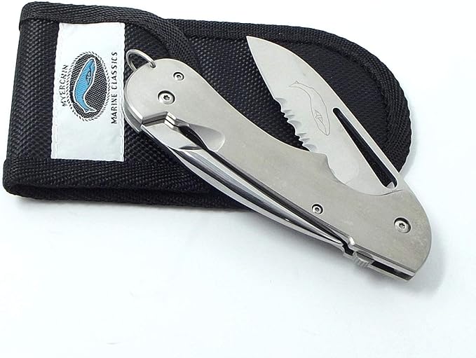 Myerchin Professional Generation 2 Titanium Captain Rigging Knife Tf300P Marlinspike Belt Pocket Sheath With BONUS Leather Lanyard Strap