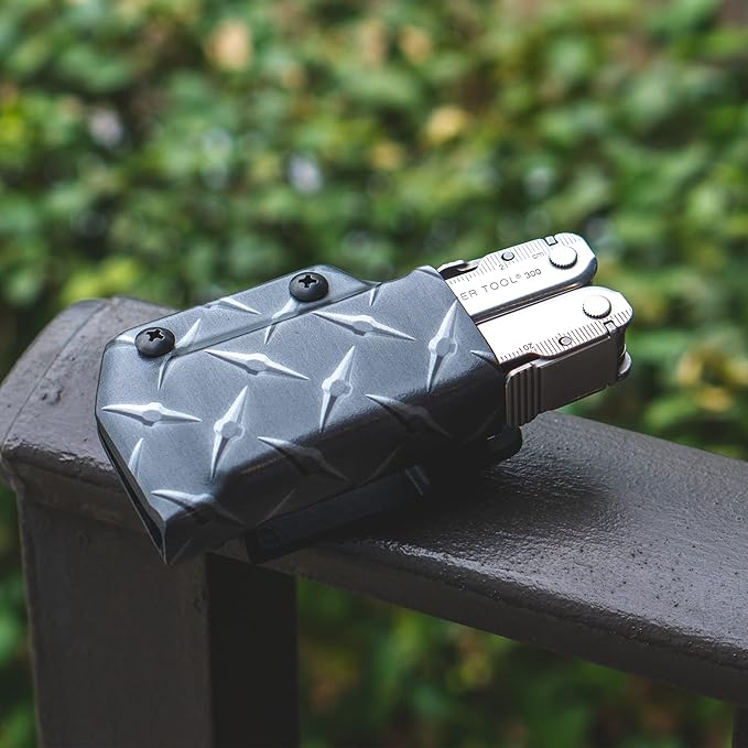 Clip & Carry Kydex Multitool Sheath for Leatherman Supertool 300 - Everyday Carry Holder Holster - Made in USA - Diamond Plate (Multi-Tool not Included)
