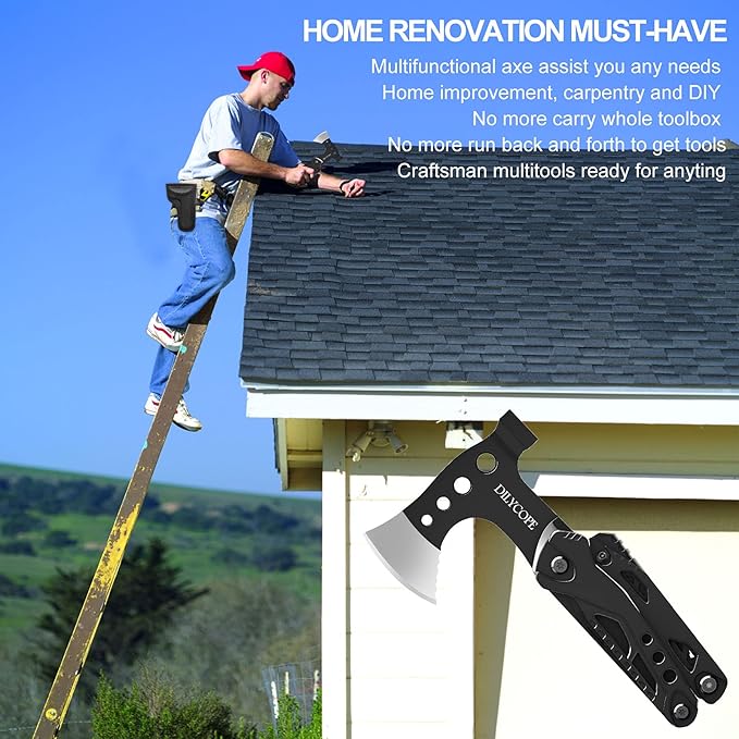 Gifts for Him Boyfriend Husband,Multitool Axe Hammer Camping Accessories Survival Gear and Equipment,Camping Gear Hatchet Hunting Hiking Fishing,Mens Gifts Ideas for Men Dad Gifts
