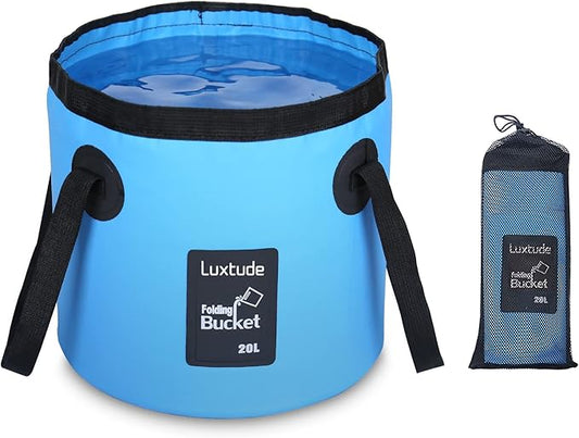 Luxtude Collapsible Bucket with Handle, 5 Gallon(20L), Portable & Ultra Lightweight Outdoor Basin Bucket, Folding Bucket for Fishing, Camping, Hiking