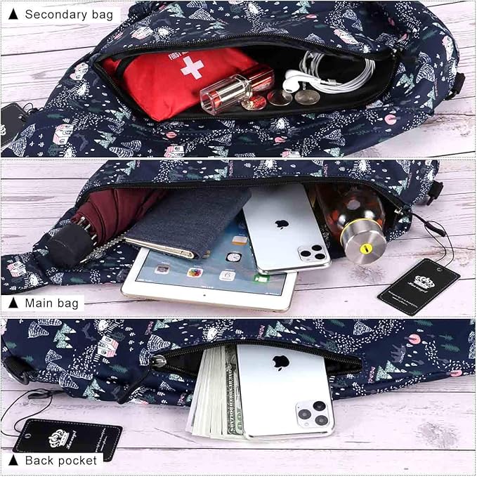 HUA ANGEL Crossbody Sling Bag for Men & Women Lightweight Waterproof Chest Shoulder Bag for Travel Hiking & Everyday Use