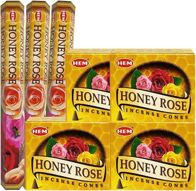 Honey Rose Incense sticks and cone incense holder variety pack bundle insence insense insienso