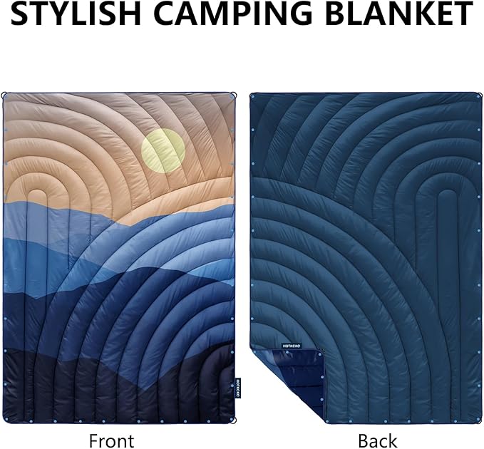 Camping Blanket,Lightweight Down Alternative Puffy Printed Camping Blanket Packable Outdoor Blanket for Camping,Traveling, Stadium, Hiking, Picnics