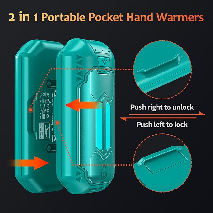 AI Hand Warmers Rechargeable 2 Pack, 6000mAh Electric Hand Warmers with 3 Heat Settings 20Hrs Long Lasting Portable Pocket Heater for Outdoor Camping, Hunting, Golf, Winter Gifts
