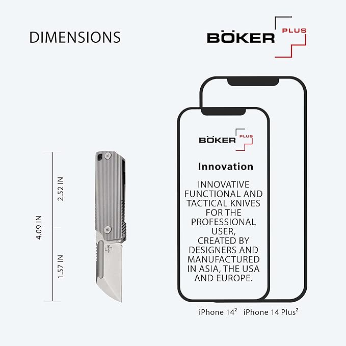 BÖKER PLUS® BabyX Flipper Steel - ball bearing EDC mini pocket knife with D2 Sheepfoot blade - small folding knife with stainless steel handle and clip - Pocket Knife in gift box