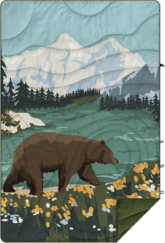 Outdoor Puffy Camping Blanket, Lightweight Windproof Warm Stadium Blanket, Packable Travel Camping Quilt for Cold Weather,Hiking, Backpacking,Sleeping, Hammock, Adventure 56"x 40"