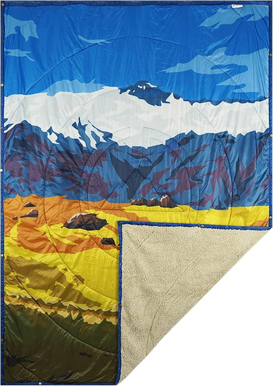 Outdoor Camping Blanket - Puffy Ultralight Packable Blankets for Sleeping, Camp, Travel, Hiking, Stadium, Sherpa Fleece Warm Puffer Portable Camping Quilt, DWR,Machine Washable,56"x 78"