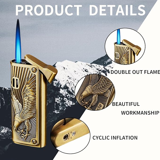 Cool Jet Eagle Torch Lighter Fun Refillable Butane Lighter Adjustable Windproof Unique Gifts for Men/Women,Fireplace Candle Camping BBQ (Without Butane Gas) (09)