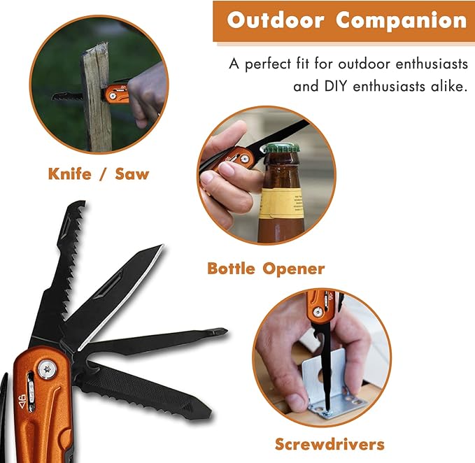 Hammer Multitool Cool Gadgets Multi Tool with Gift Box Carrying Case Birthday Stocking Stuffers Father's Day Gifts Valentines Day Gifts for Men Husband Him Camping Accessories(Orange)