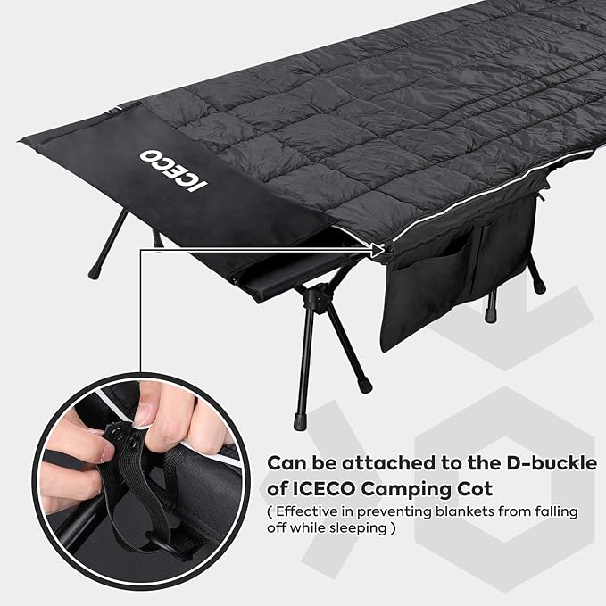 ICECO Camping Blanket, Travel Blanket Compact, Sustainable Insulated Outdoor Blanket, 500g Filling Cotton, Lightweight & Warm Quilt for Camping, Stadium, Travel, Hiking & Outdoor