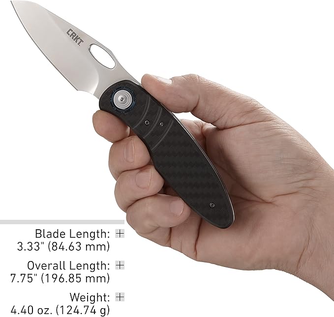 CRKT Trask Folding Pocket Knife: D2 Blade Steel, Deadbolt Lock, Everyday Carry, Plain Edge Sheepsfoot Blade with Satin Finish, Thumb Hole Open, Nylon Handle 5375