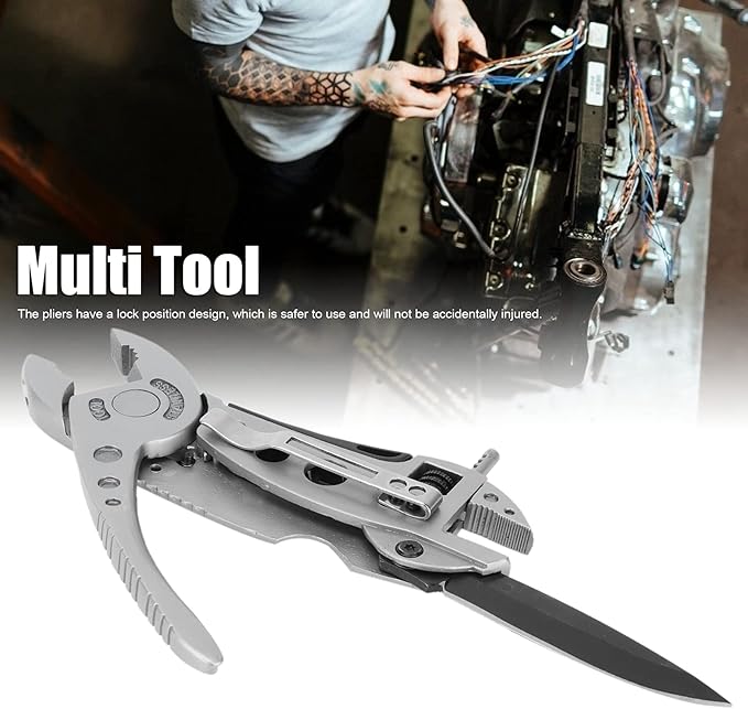 Adjustable Wrench Multitool,Multitool Camping Multi Tool Plier Screwdriver Bits Pliers Survival Emergency Gear Assembly Be Used for Outdoor,Survival,Camping, Hunting and Hiking