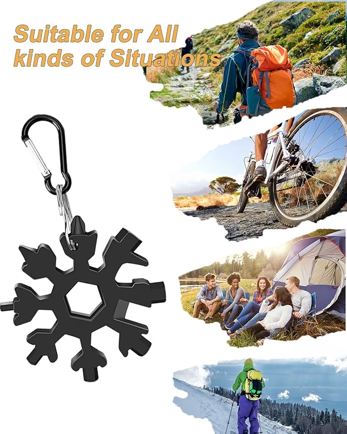 Stocking Stuffers for Adults Men, 2 Pack 18 in 1 Snowflake Multitool, Christmas Gifts for Men, White Elephant Gifts for Adults, Gifts for Dad Who Have Everything, Tool Gift for Him Women Husband Boys