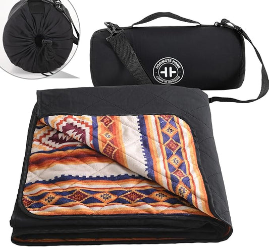 HORIMOTE HOME Outdoor Waterproof Camping Blanket, Extra Thick Flannel Fleece Warm for Cold Weather, Windproof Aztec Blankets Foldable for Stadium Picnic Dog Pet Car(Iowa)