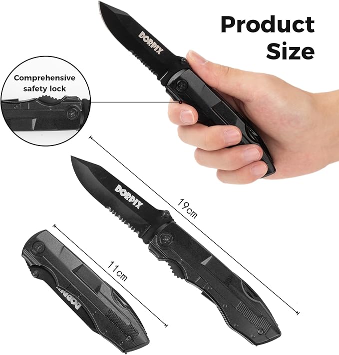 Small Pocket Knife with Pliers and Multitool - Stainless Steel Pocket Knife Set for Men - Perfect Camping and Survival Tool, Black