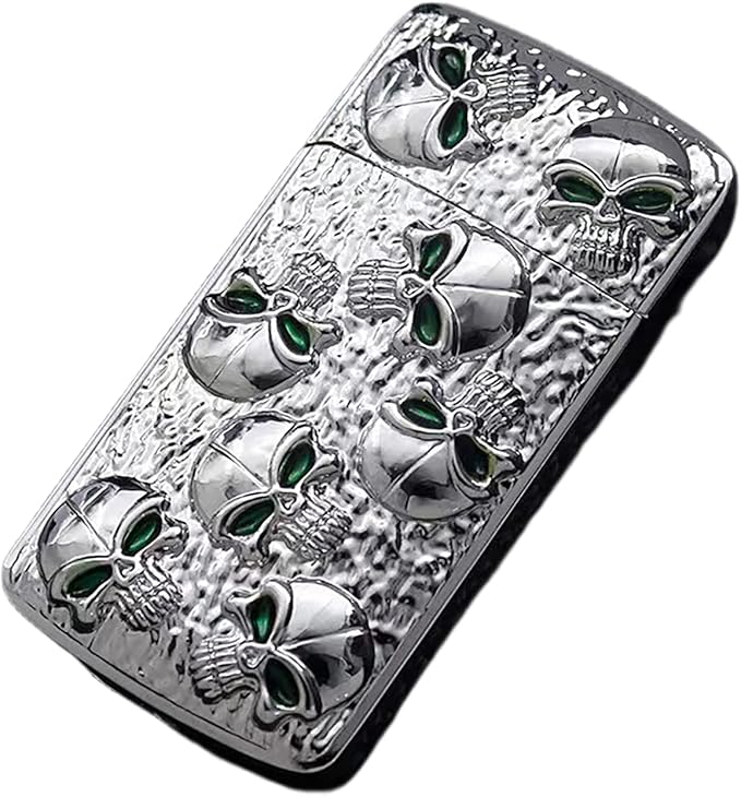 Cool Metal Skull Butane Torch Lighters Refillable Novelty Lighter for Fireplace Candle Camping BBQ (Without Gas) (12)