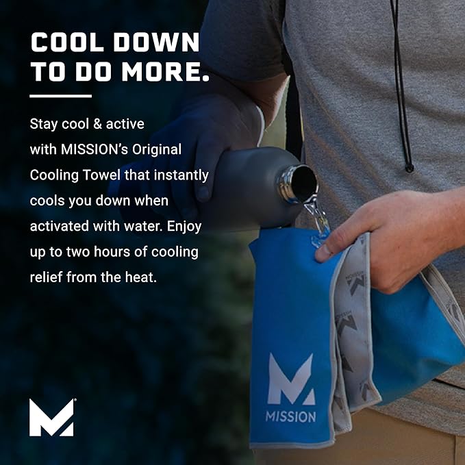 MISSION Original Cooling Towel, Twist & Shout Honeydew - Soft, Durable Microfiber - Cools Up to 2 Hours - UPF 50 Sun Protection - Machine Washable