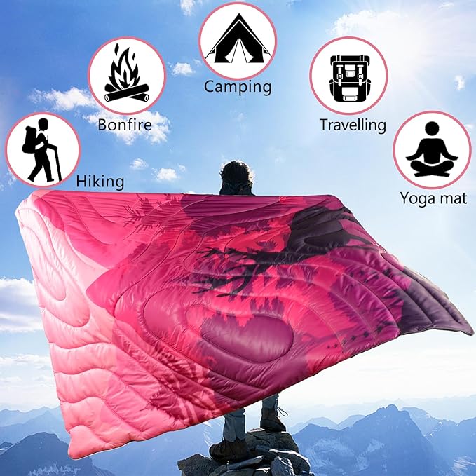 HANYUN Camping Blanket - Outdoor Travel Blanket, Waterproof Quilt for Camping, Stadium, Hiking, Beach Trips, Concerts& Festival - 52"x75" Rhombus Quilting Blanket